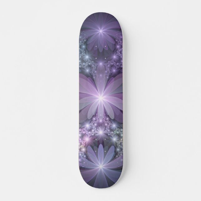 Skate Cama de Flores Trendy Shiny Abstrato Arte Fractal (Frente)