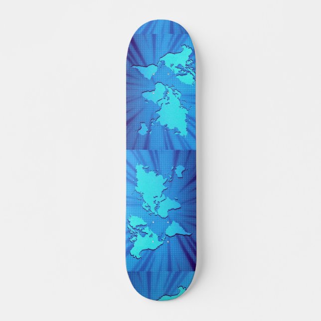 Skate Cama gráfica azul do mapa do mundo (Frente)
