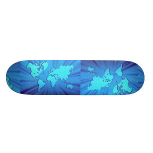 Skate Cama gráfica azul do mapa do mundo