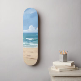 Skate Caminho da Praia | Pintura Costeira em Aquarela do