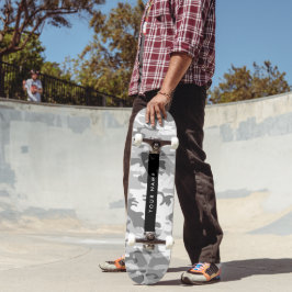 Skate Camuflagem Cinza Neve de Inverno Personalize seu n