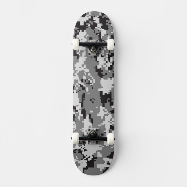 Skate Camuflagem de Digitas preto e branco (Frente)