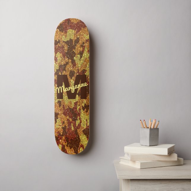 Skate Camuflagem de outono - Camo de caça à laranja com  (Arte de parede)