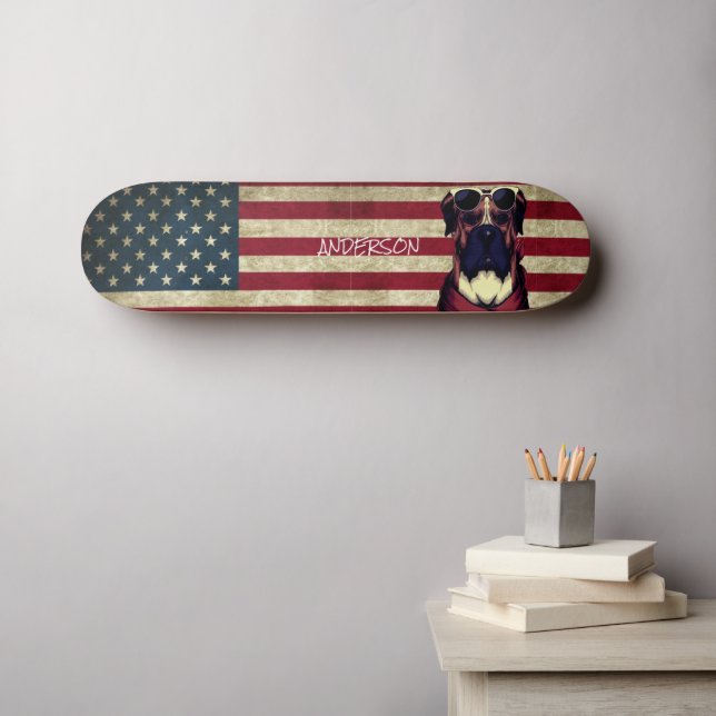 Skate Cão-Touro Americano Personalizado (Arte de parede (Horz))