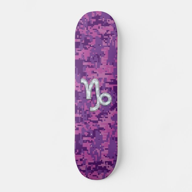 Skate Capricórnio Zodiac Símbolo Fuchsia Digital Camoufl (Frente)