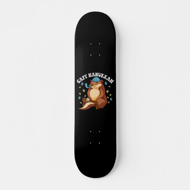 Skate Capy Hanukkah Funny Judeu Capybara Hanukkah Gift (Frente)