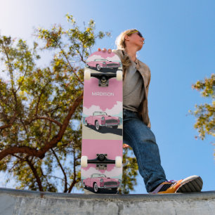 Skate Carro Clássico Rosa de Nome Personalizado