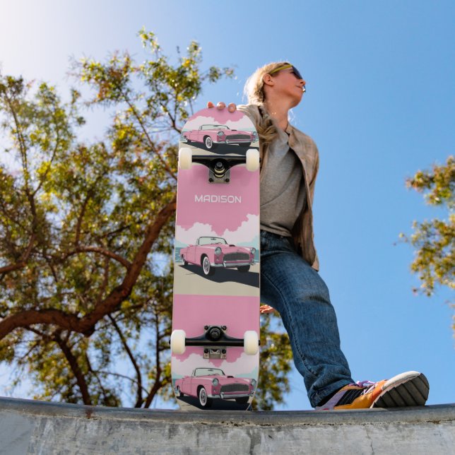 Skate Carro Clássico Rosa de Nome Personalizado (Ao ar livre 1)