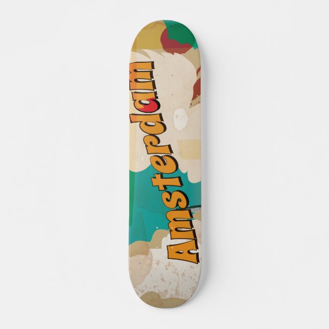 Skate Cartaz de Viagem Antigo de Amsterdã (Frente)
