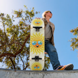 Skate Cartografia Sun de Verão com óculos de sol