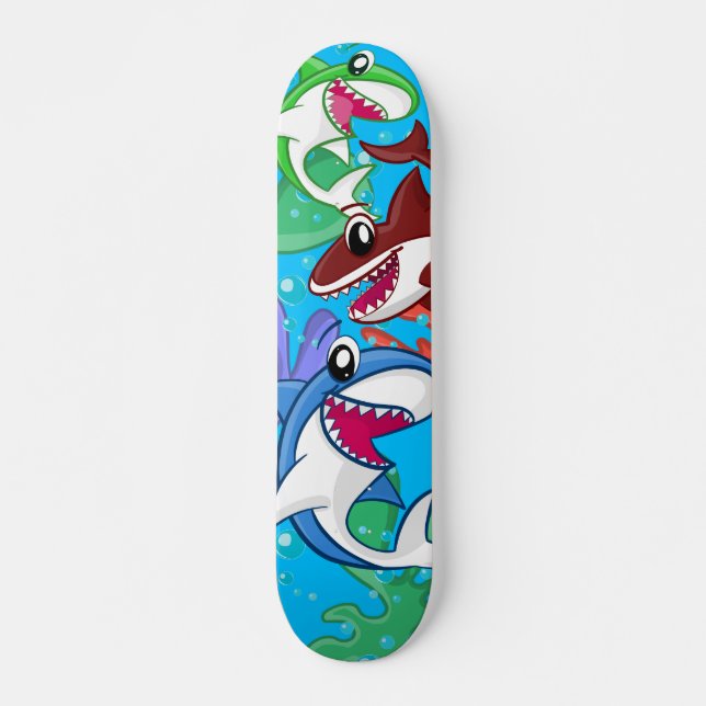 Skate Cartoon Blue Ocean Fish para crianças do mar (Frente)