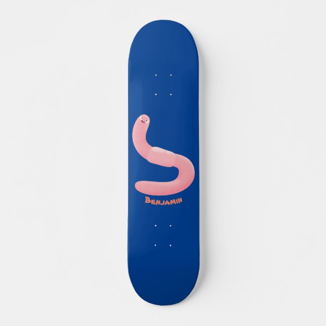 Skate Cartoon de minhoca rosa-branca (Frente)