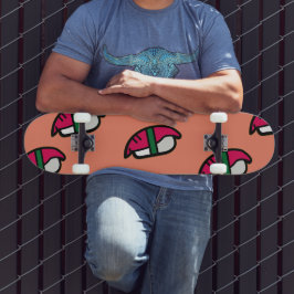 Skate Cartoon Kawaii Sushi, Arroz de Peixe e Algas Marin