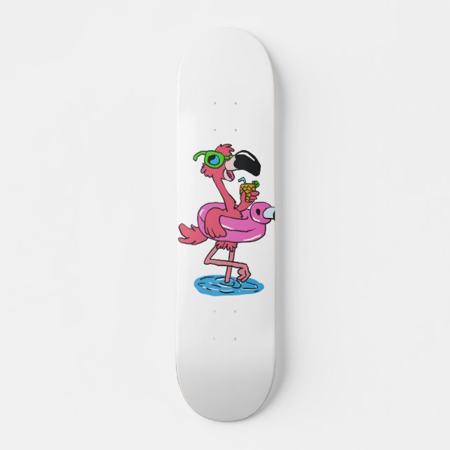 Skate Cartoon Summer Flamingo | escolher cor de fundo (Frente)
