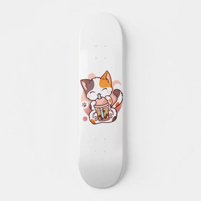 Skate Cat Boba Tea Bubble Tea Anime Kawaii Neko para Gar (Frente)