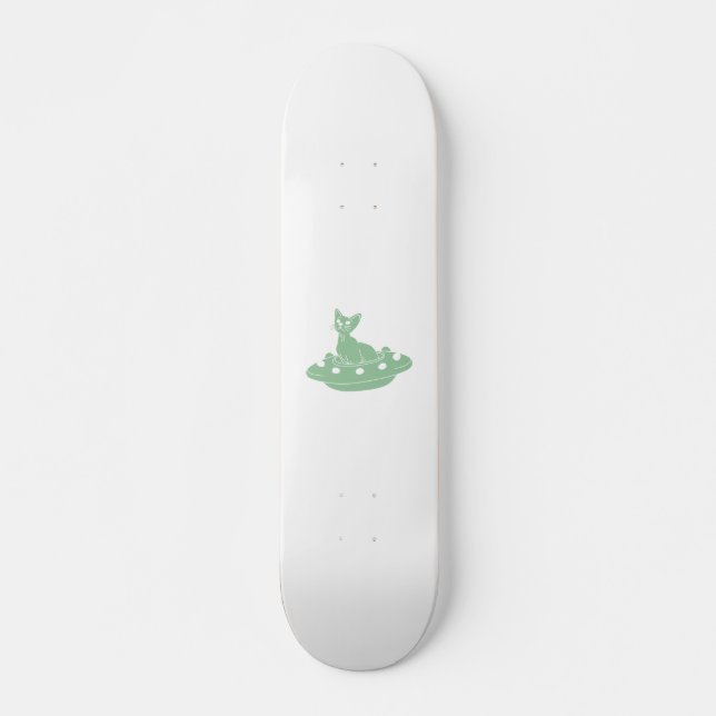 Skate Cat in Ufo - Escolher cor de fundo (Frente)