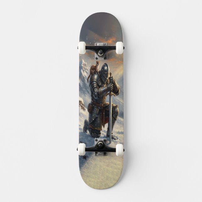 Skate Cavaleiro Épico & Arte Fantástica de Arminho  (Frente)
