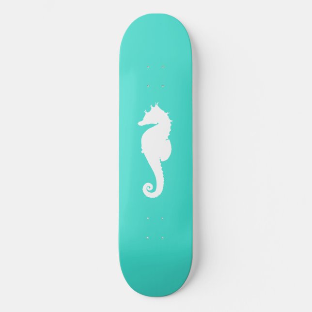 Skate Cavalo-Marinho Turquesa e Branco (Frente)