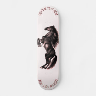 Skate Cavalo Negro Selvagem em Direita - Arte Desenho - 