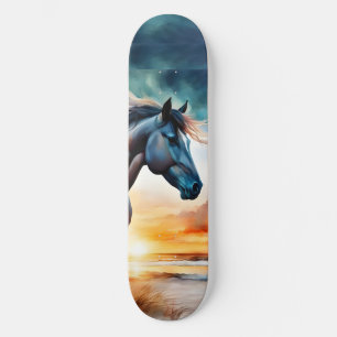 Skate Cavalo Selvagem sobre Duna Cinzenta no Sunset