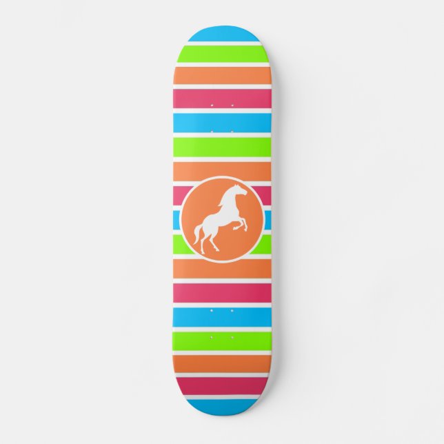 Skate Cavalos; Faixa Verde Azul Rosa Neon Laranja (Frente)