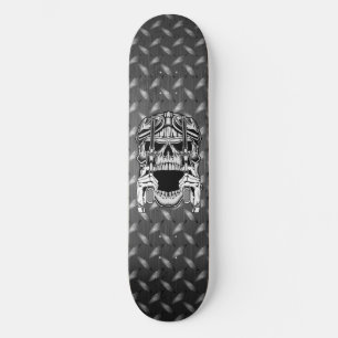 Skate Caveira Biker Dois Revolvedores Placa Diamante