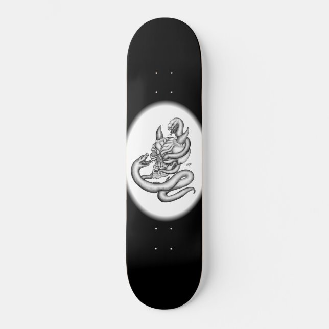 Skate Caveira - cabeças do diabo com cobra (Frente)