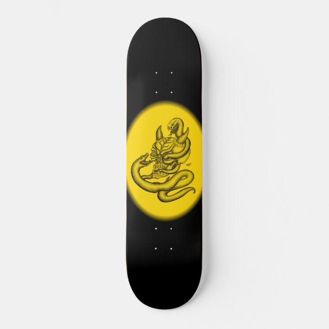 Skate Caveira - cabeças do diabo com cobra (Frente)