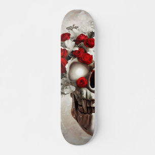 Skate Caveira com rosas vermelhas