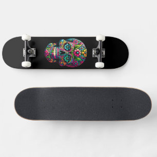 Skate Caveira de Arte Mexicano