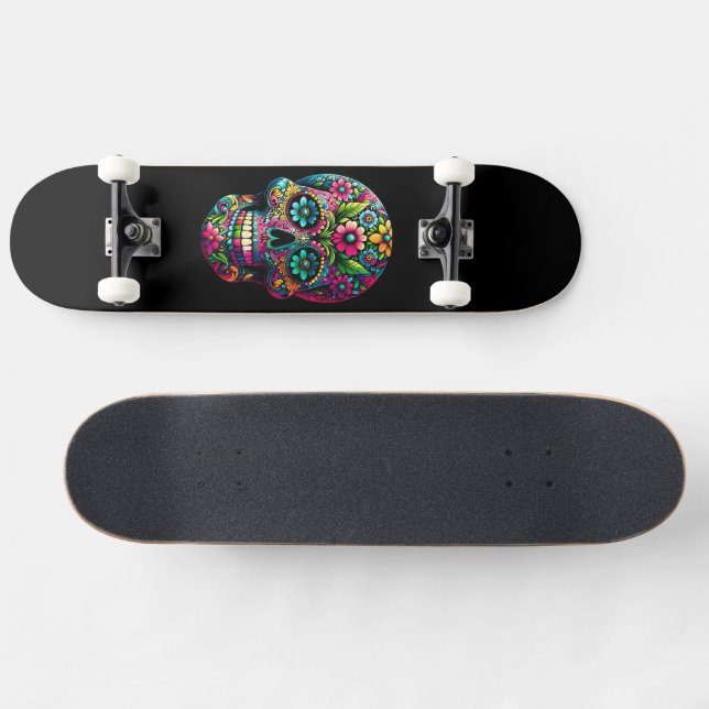 Skate Caveira de Arte Mexicano (Horz)