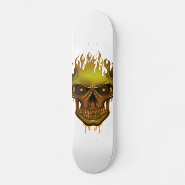Skate Caveira Flame - Dourado (Frente)