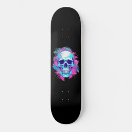 Skate Caveira Floral no Estilo Vaporwave