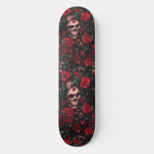 Skate Caveira Gótica gótico e Rosas Macabre