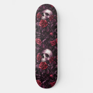 Skate Caveira Gótica gótico e Rosas Macabre
