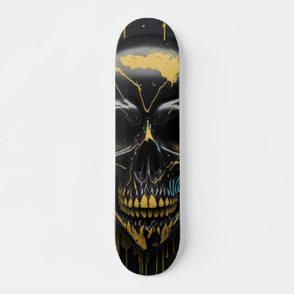 Skate Caveira Preta e Dourada - Design de Caveira Numb