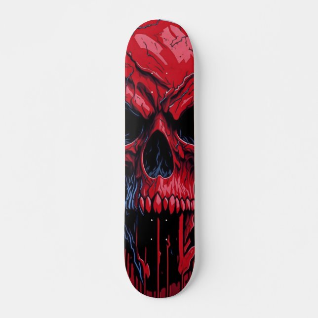 Skate Caveira Vermelha e Negra - Numb-Skulls Design nº 2 (Frente)