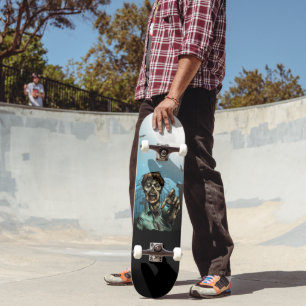 Skate Cemitério de Zumbi Assustador Lua Cheia Engraçado