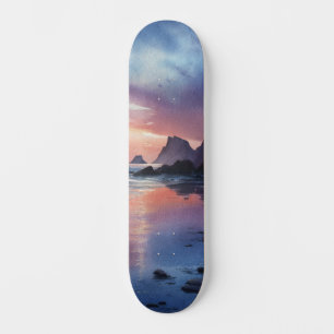 Skate Cena de Sonho do Pôr do Sol Costeiro
