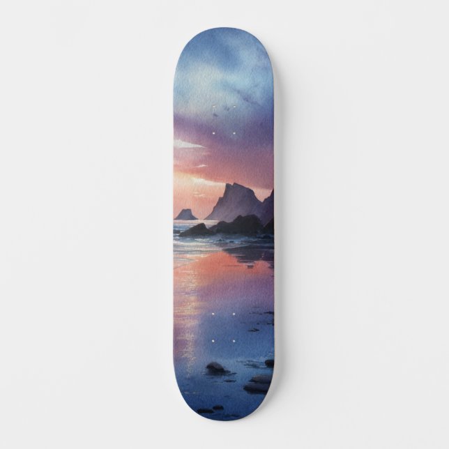 Skate Cena de Sonho do Pôr do Sol Costeiro (Frente)