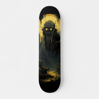 Skate Cenário Urbano de Terror Gótico Preto Dourado 7 Ca