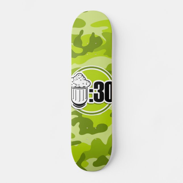 Skate Cerveja Engraçada: 30, camo verde brilhante, camuf (Frente)