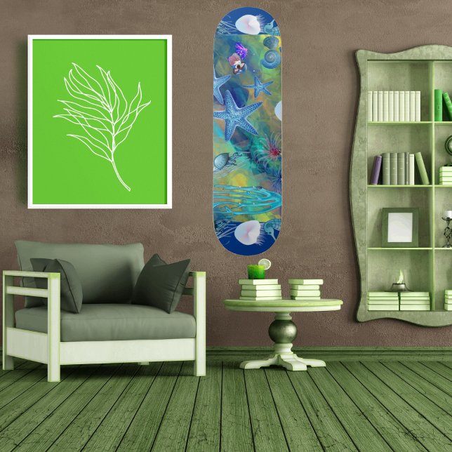 Skate Chamada de Marinha do Mar Azul Oceano Azul (Call of the Sea Marine Life Blue Ocean Starfish Skateboard)