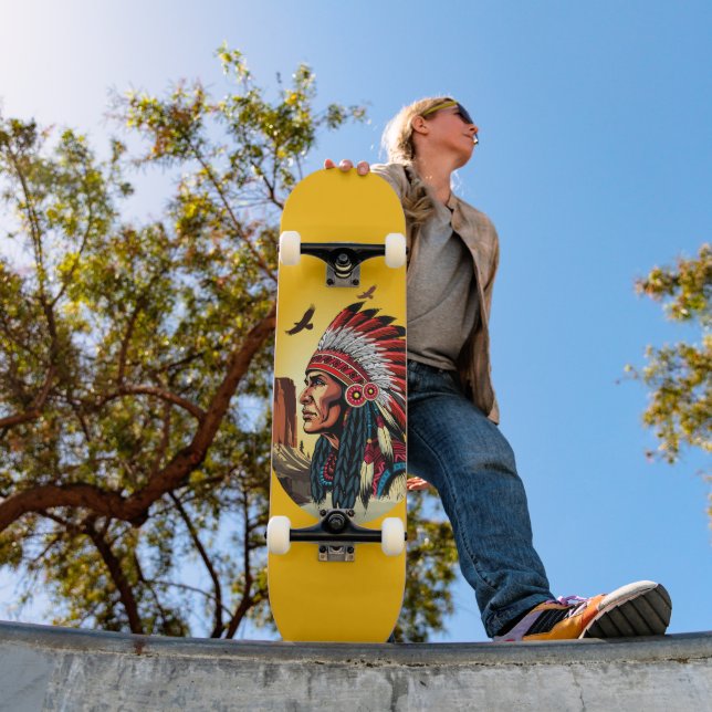 Skate Chefe Americano Nativo na paisagem selvagem Sunset (Ao ar livre 1)