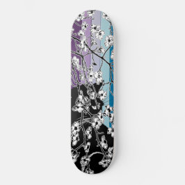 Skate Cherry Blossom Black Cat Floral Stripes Purple