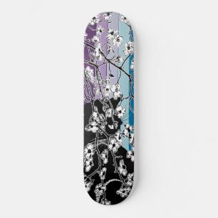 Skate Cherry Blossom Black Cat Floral Stripes Purple