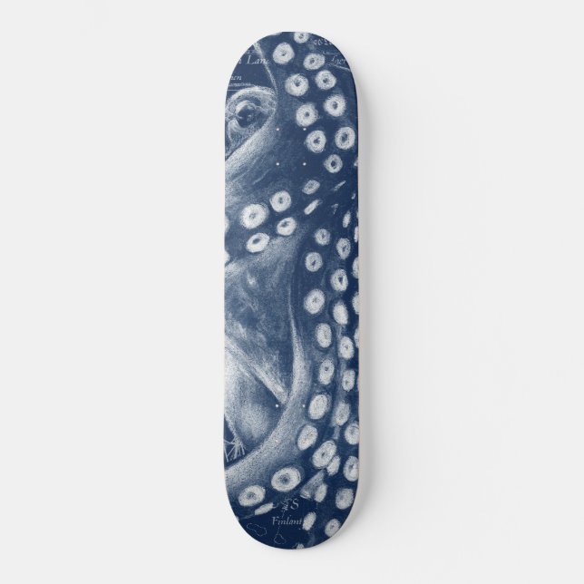 Skate Chic de Mapa de Octopus Vintage Azul (Frente)
