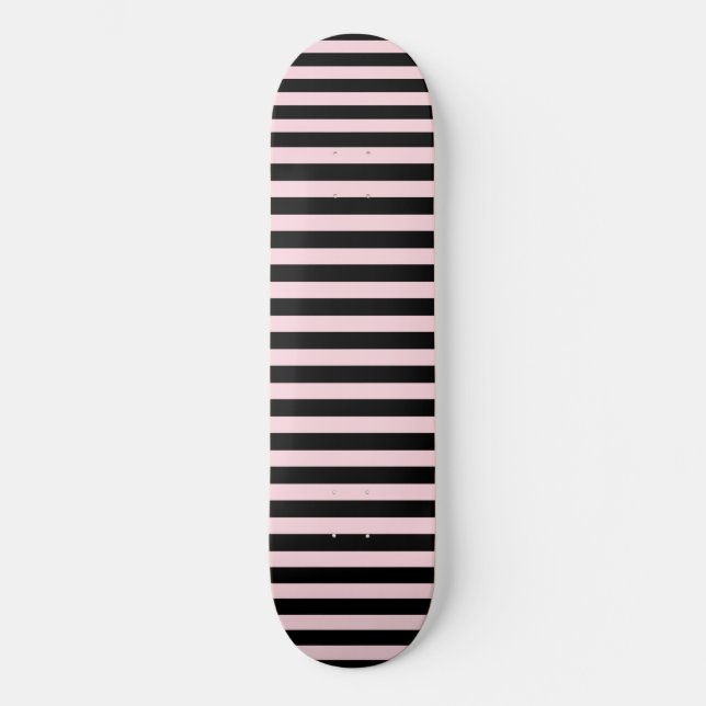 Skate Chic Fofo Listras Rosa Claro e Preto (Frente)