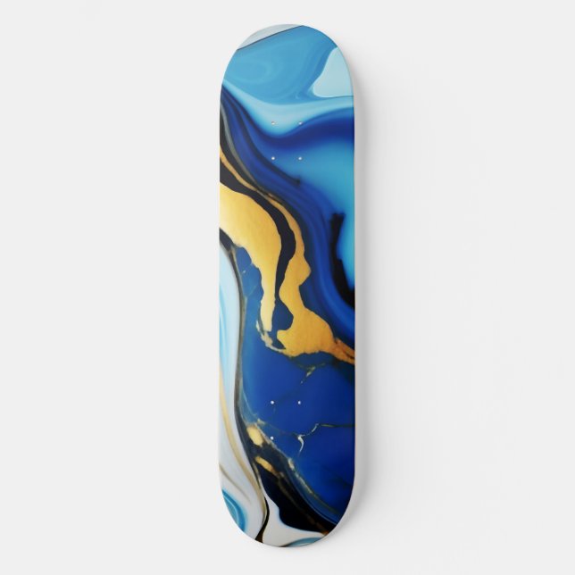 Skate Chic Pastel Blue Gold Faux Marble (Frente)