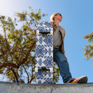 Skate Chinoiserie Chic Azul-Marinho Padrão de Ornamento